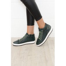 Ashton Forest Green Leather High Top Sneaker
