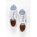 Valdo White Blue Gingham Leather Sneaker